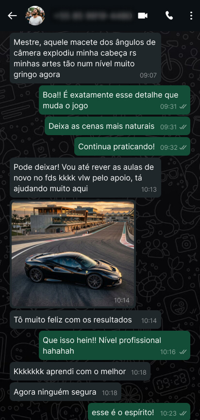 Print de WhatsApp com depoimento de aluno 1