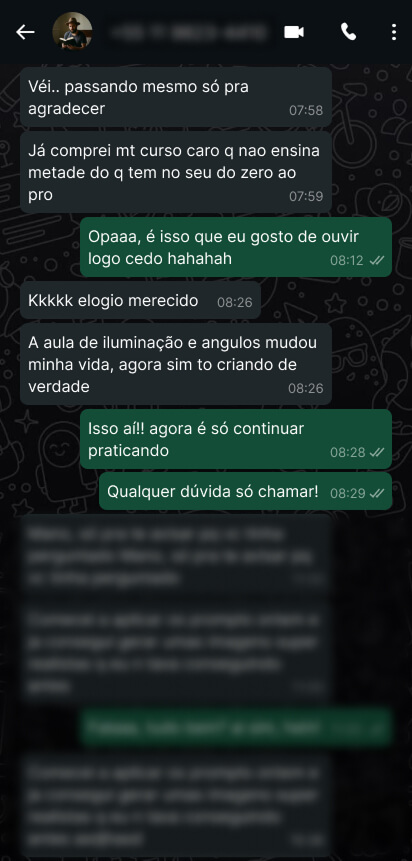 Print de WhatsApp com depoimento de aluno 5